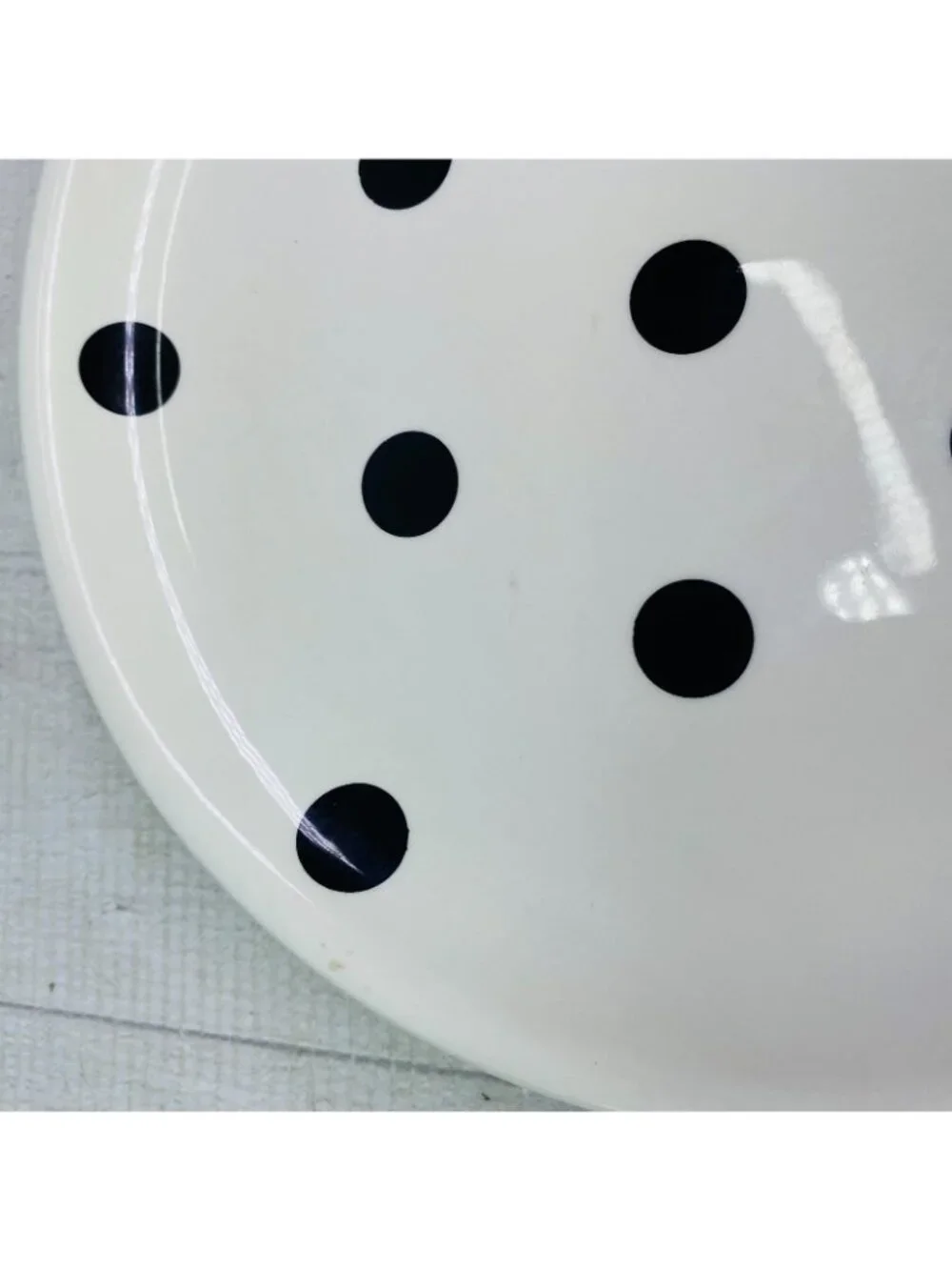 Coastline Imports White Black Polka Dots Earthenware 8